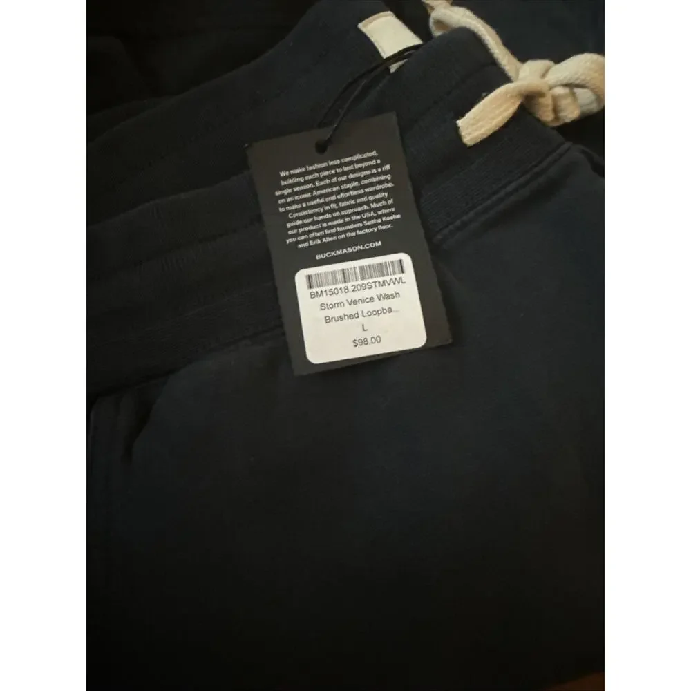 NWT Buck Mason Storm Venice Navy Brushed Loopback Sweatpants L
